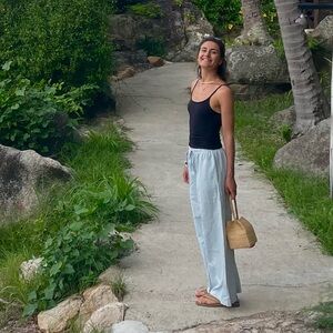 Blue and White Wide Leg Pants